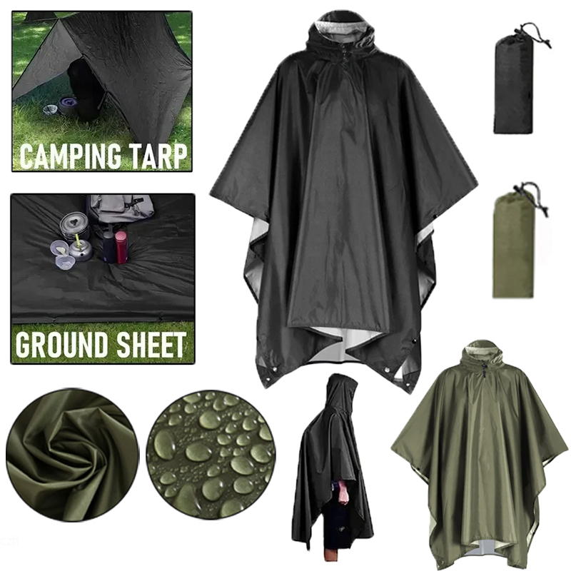Emergency Poncho Rain - Chubasquero militar 3 en 1 para