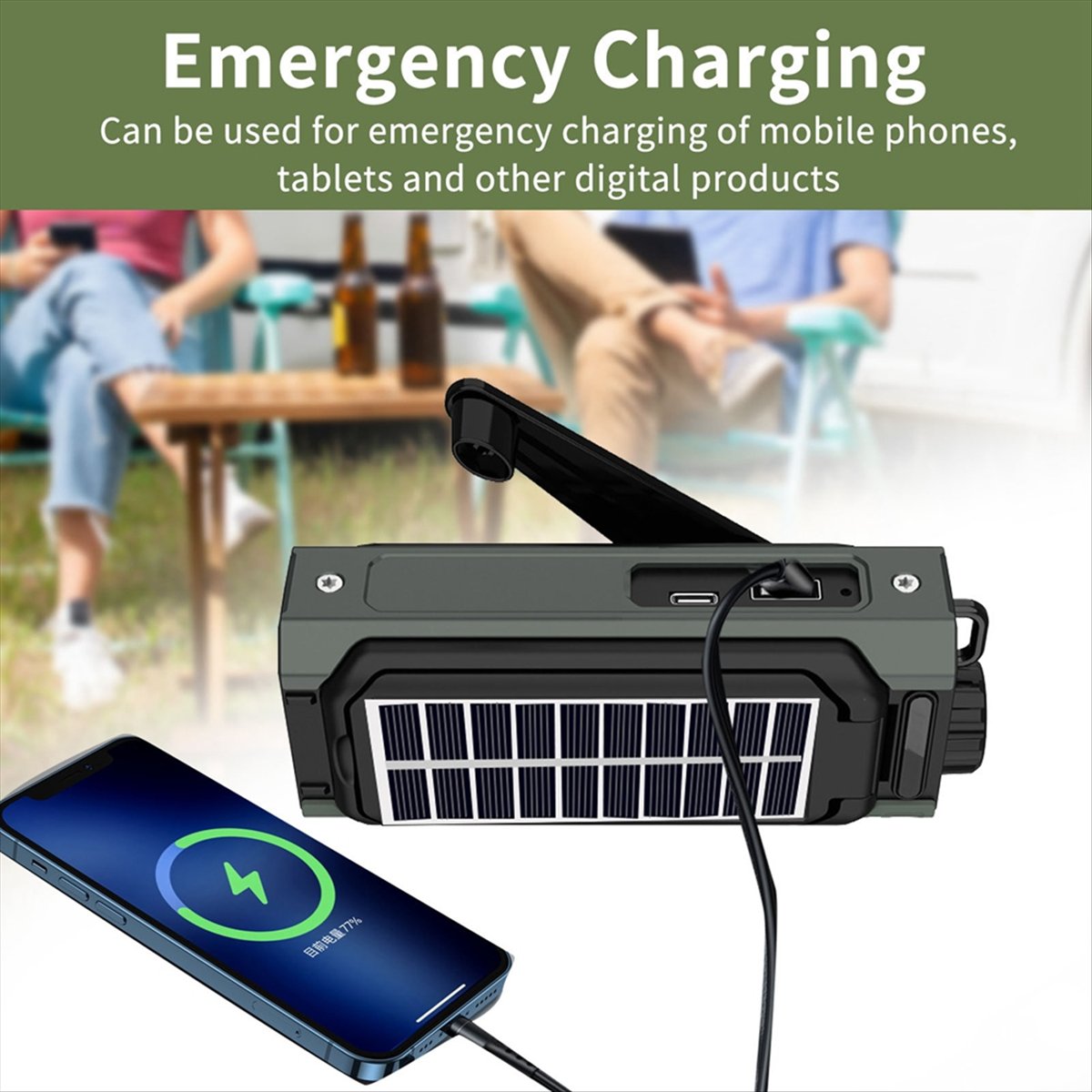 Solar Emergency Charger - Radio Solar Portátil A26Z, Radio de