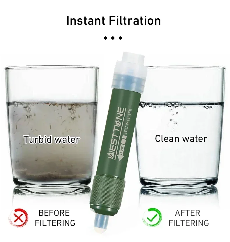 Water Purification Straw - Westtune Mini Camping al aire libre