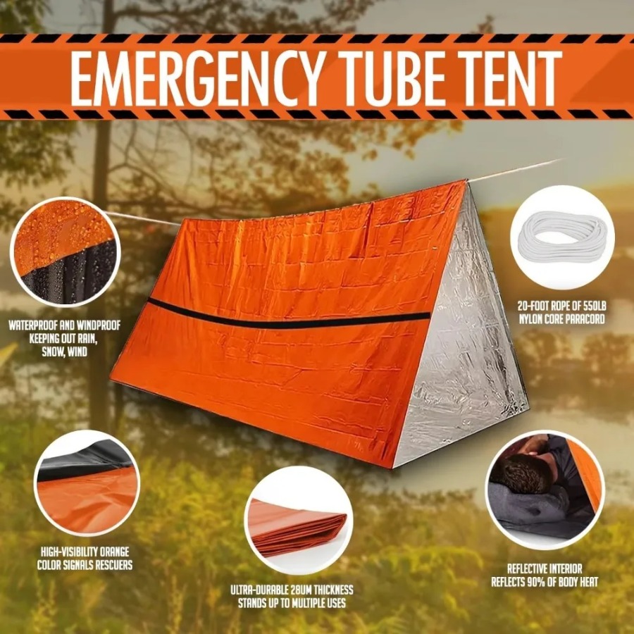Emergency Mylar Tent - Saco de dormir de emergencia antilluvia,