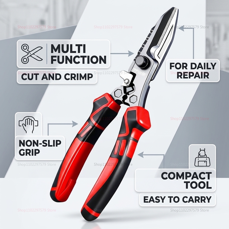 Multi Tool Plier - Tijeras Multifuncionales para Electricistas, Cortador de