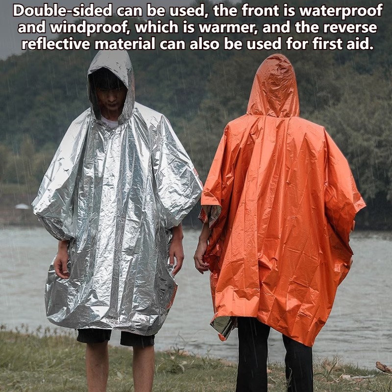 Emergency Poncho Rain - Manta térmica de emergencia para lluvia,