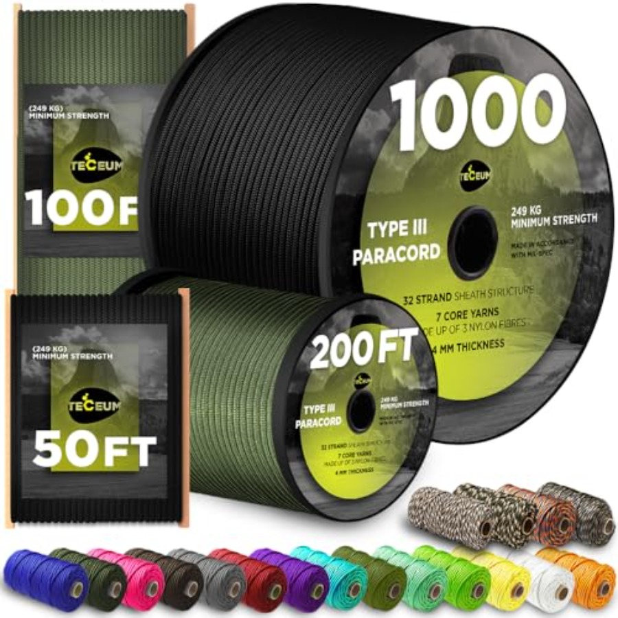 Cuerda de Paracord de 5/32'' 1 - Para Cord 1000Ft reseña y precio