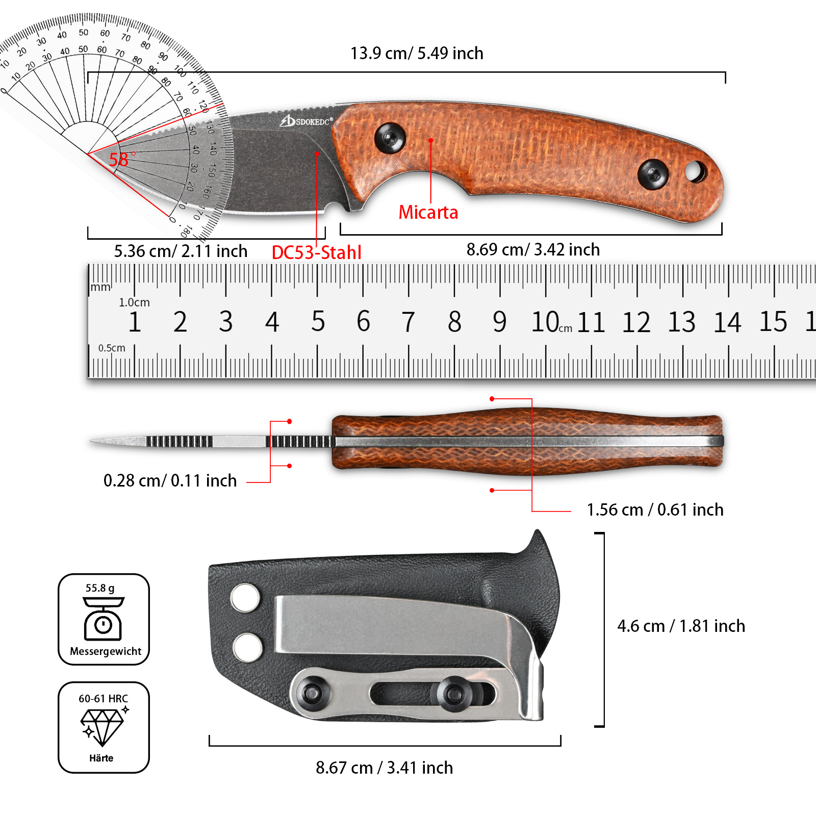 Cuchillo de corte EDC de acero - Bushcraft Knife Fixed reseña y precio